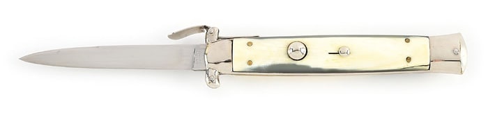 C.1950S-60S INOX DEPOSE TRANSITION BLADE SINGLE ACTION OTF TRAPDOOR STILETTO SWITCHBLADE WITH