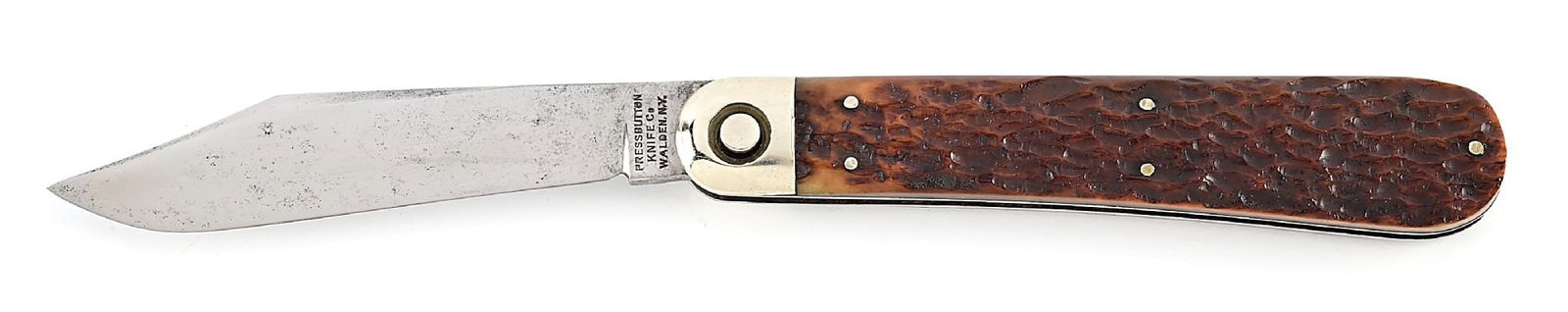 PRESS BUTTON KNIFE CO. WALDEN NY. INVINCIBLE SWITCHBLADE. (1 of 7)