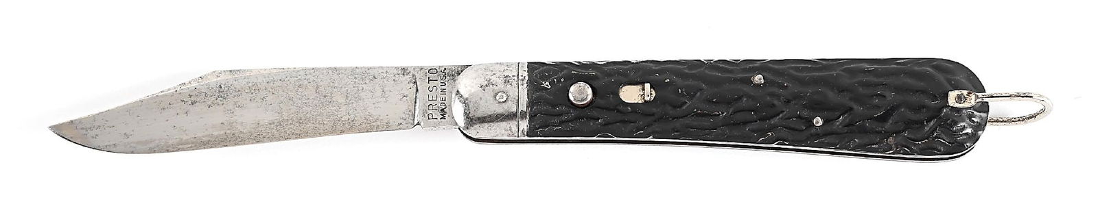 PRESTO MADE IN USA, GEO. SCHRADE BRIDGEPORT, CONN. METAL SHELL HANDLE LARGE PARATROOPER SWITCHBLADE (1 of 7)