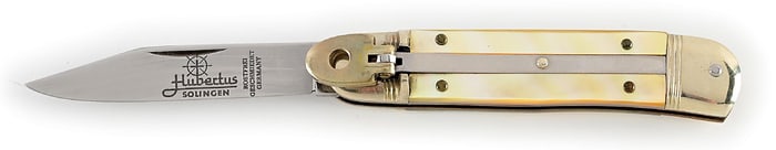 ORIGINAL HUBERTUS ROSTFREI GESCHMIEDET SOLINGEN GERMANY FACTORY GOLD LIP MOTHER OF PEARL LILI PUT