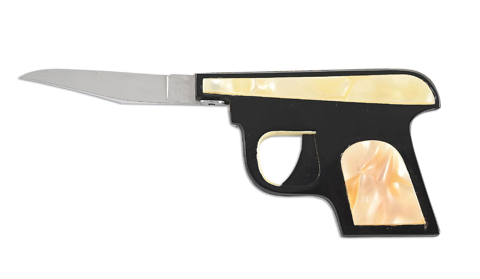 FOREIGN STAINLESS PISTOL PICK LOCK SWITCHBLADE KNIFE WITH CLIP BLADE. (1 of 6)