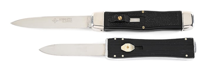 LOT OF 2: FRENCH ARBALETE G. DAVID OTF SWITCHBLADE, AND OTHELLO SOLINGEN GERMANY OTF SWITCHBLADES