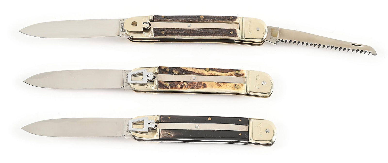 LOT OF 3: C.1960S-70SS BONSA SOLINGEN GERMANY SPRINGER ROSTFREI STAG AND HORN HANDLE LEVER LOCK (1 of 17)