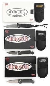 LOT OF 3: MICROTECH MINI SOCOM AND 2 UDT PUSH BUTTON AUTOMATICS.