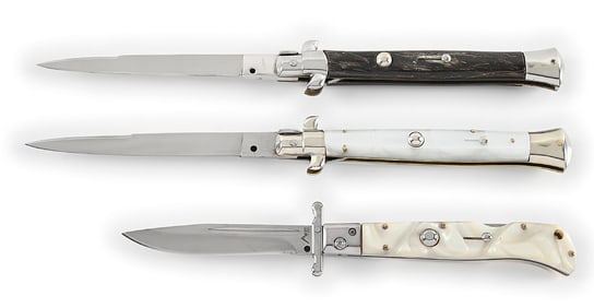 LOT OF 3: C. 1950S-60S CURRENT ITALIAN STILETTO SWITCHBLADE KNIVES.