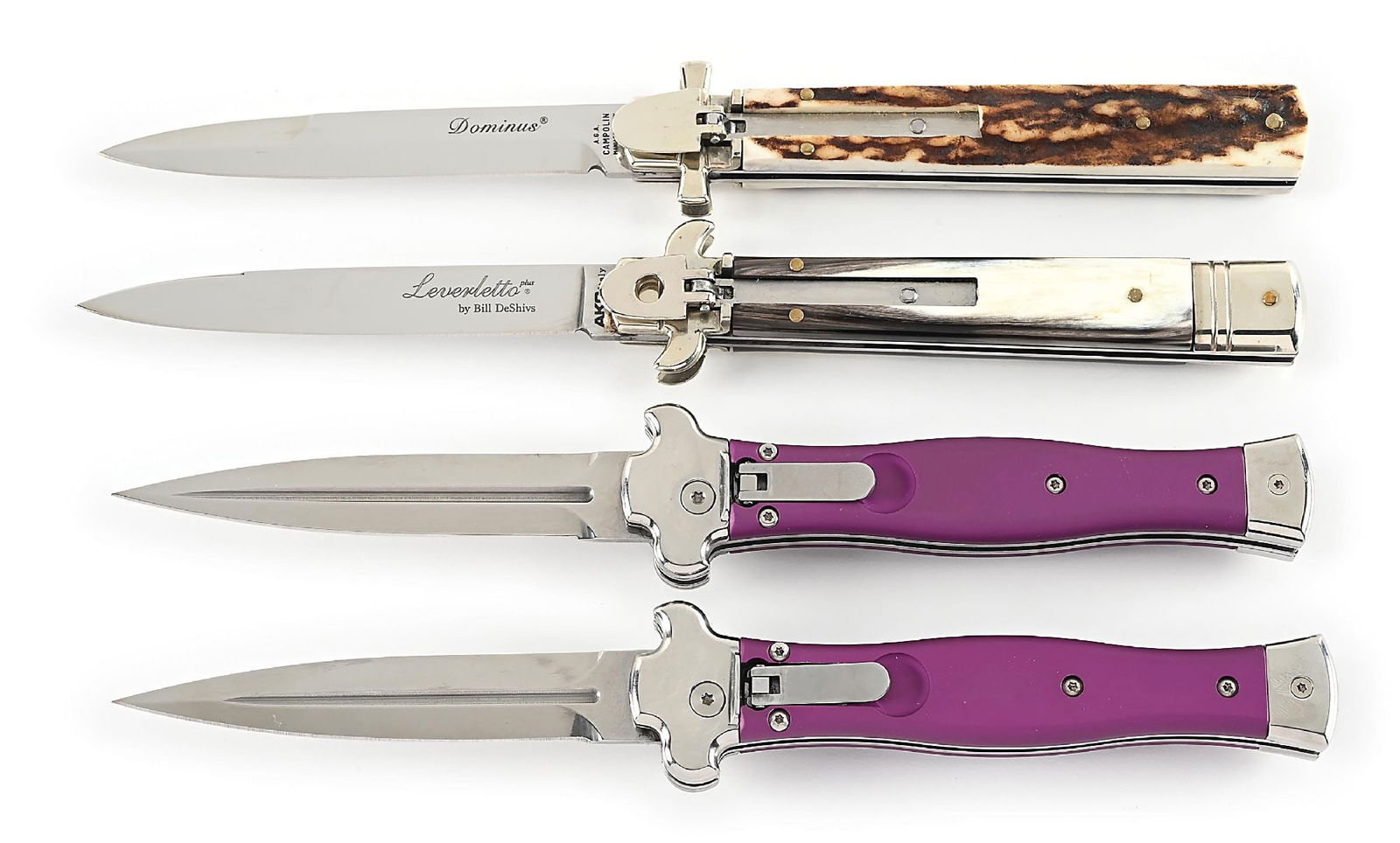 LOT OF 4: AGA CAMPOLIN AND AKC ITALY LEVERLETTO SWITCHBLADES (1 of 14)
