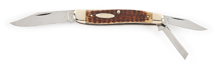 C. 1940-1964 CASE XX 6380 SPLIT BACKSPRING WHITTLER WITH GREEN BONE HANDLES.