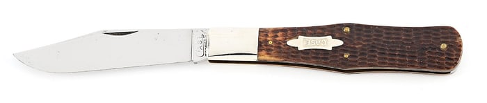 C. 1920-1940 CASE TESTED XX 61050 COKE BOTTLE FOLDING HUNTER WITH FLAT GROUND BLADE AND GREEN BONE