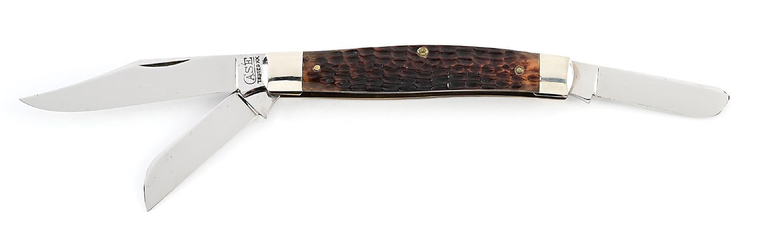 C. 1920-1940 CASE TESTED XX 6392 SQUARE BOLSTER STOCKMAN NO SHIELD WITH GREEN BONE HANDLES. (1 of 6)