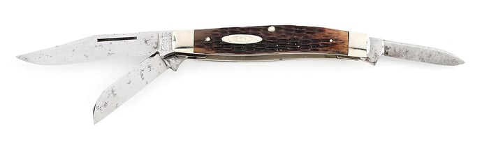 C. 1920-1940 CASE TESTED XX 6393 STOCKMAN WITH GREEN BONE HANDLES.