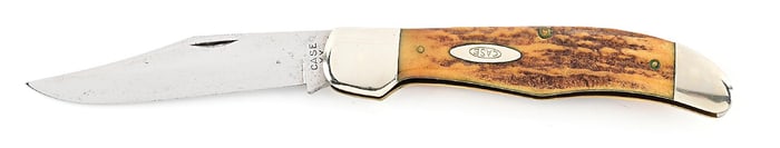 C. 1940-1964 CASE XX 5165 SAB HIGH PULL FOLDING HUNTER WITH STAG HANDLE.
