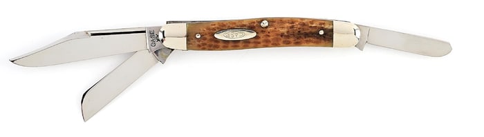 C. 1940-1964 CASE XX 6347HP LONG PULL MAIN BLADE STOCKMAN WITH GREEN BONE HANDLES.