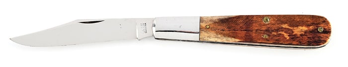 C. 1920-1940 CASE TESTED XX 6143 GRANDADDY BARLOW WITH SAW CUT GREEN BONE HANDLES.