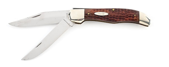 C. 1940-1964 CASE XX 6265SAB FOLDING HUNTER REGULAR PULL WITH JIGGED BONE HANDLES.