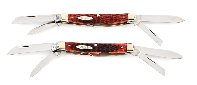 LOT OF 2: CASE XX 64052 CONGRESS AND CASE XX 10 TO USA DOT 64052 CONGRESS KNIVES WITH JIGGED BONE