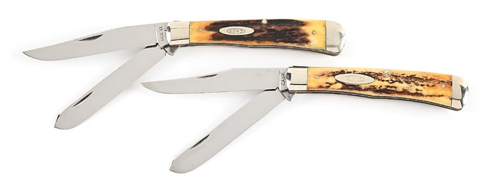 LOT OF 2: CASE XX USA 5254 AND CASE XX 5254 FIRST MODEL STAG TRAPPERS.