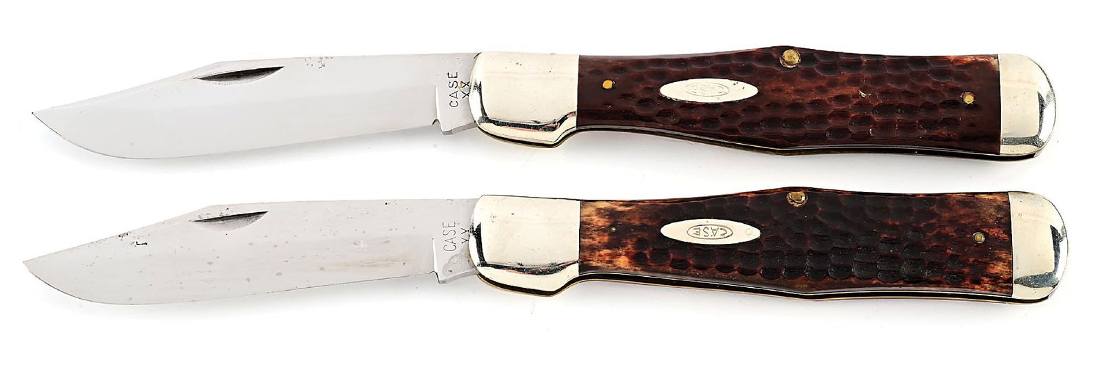 LOT OF 2: CASE XX C61050SAB BONE FOLDING HUNTER AND CASE XX C61050SAB BONE HANDLE FOLDING HUNTERS. (1 of 9)