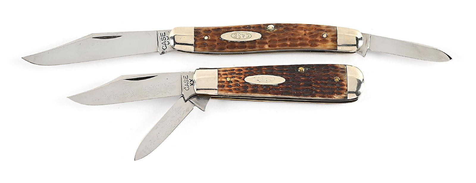 LOT OF 2: CASE XX 06247PEN GREEN BONE STOCKMAN AND CASE XX 6235-1/2 GREEN BONE JACK. (1 of 8)