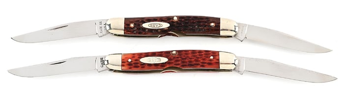 LOT OF 2: CASE XX USA MUSKRAT AND CASE XX RED BONE MUSKRAT.