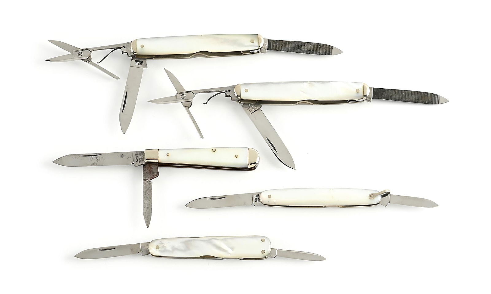 LOT OF 5: C. 1920-1964 CASE MOTHER OF PEARL POCKET KNIVES. (1 of 8)