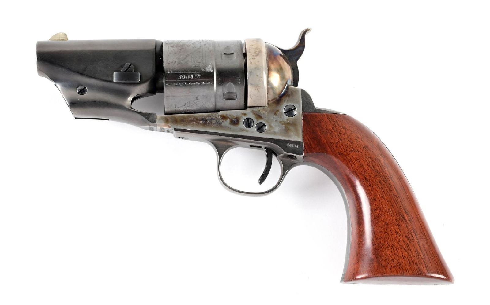 (M) CUSTOM UBERTI "DALLAS STOUDENMIRE" COLT 1860 ARMY CONVERSION .44 SINGLE ACTION REVOLVER.: Stoudenmire was a Wild West iconic lawman best know as the "Four Dead in Five Seconds Gunfight" gunman. He is known to have carried a cut down Colt Model 1860 with ejector removed. This gun was custom