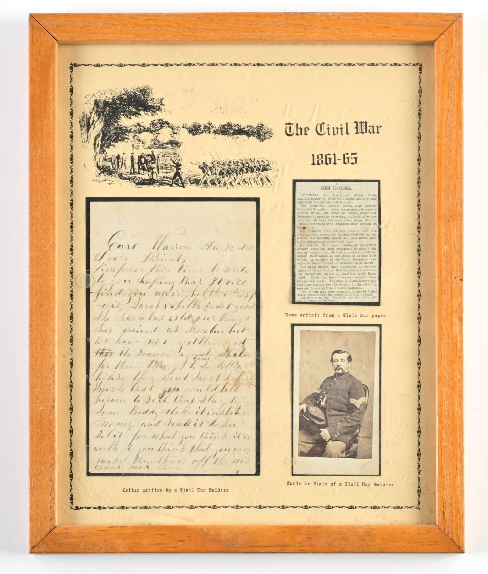 CIVIL WAR NEWSPAPER CLIPPING WITH A LETTER. (1 of 1)