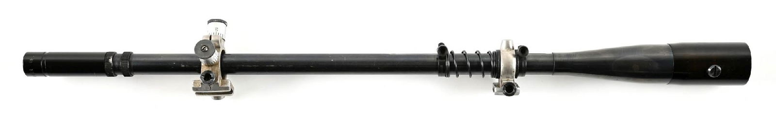 R.A. LITSCHERT 12X SPOT SHOT RIFLE TARGET SCOPE.: This is a quality 3/4" tube target scope, 12 power, blue finish with the alloy adjustable mounts. Measures 24 - 1/2" in length. Sports the standard fine cross hair reticle with clear optics.