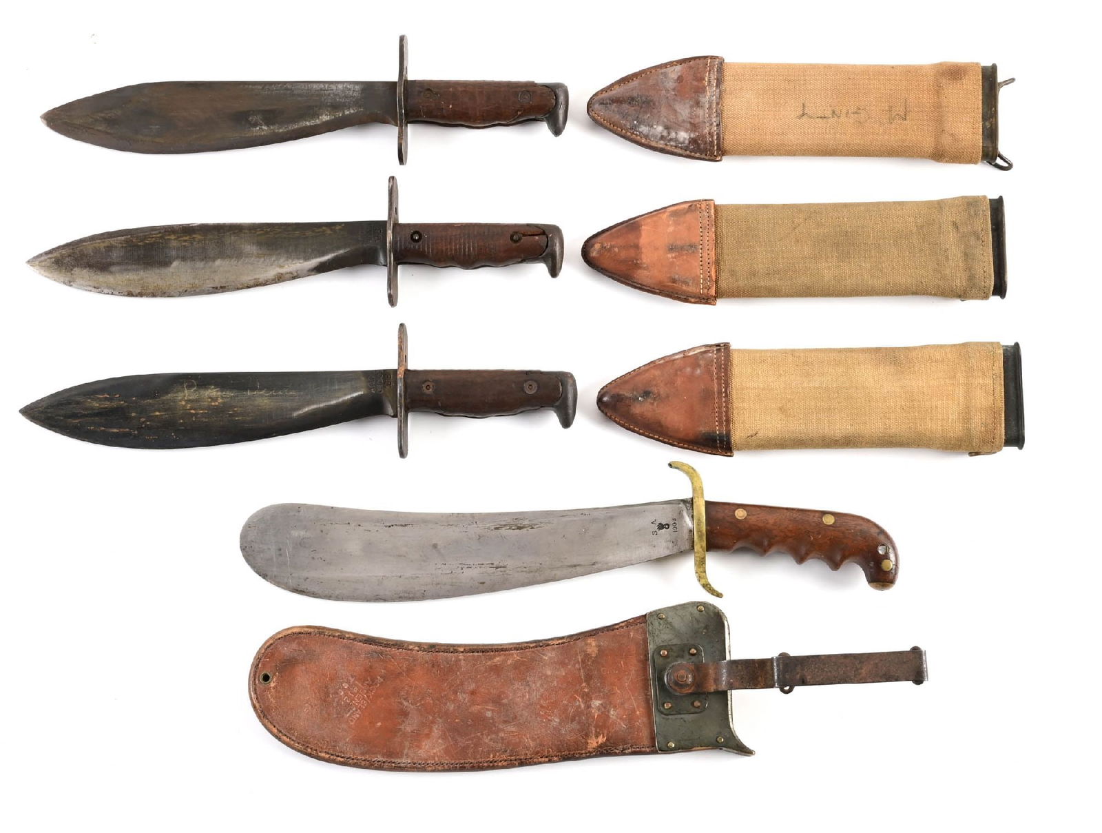 LOT OF 4: US WWI BOLO KNIVES. (1 of 2)