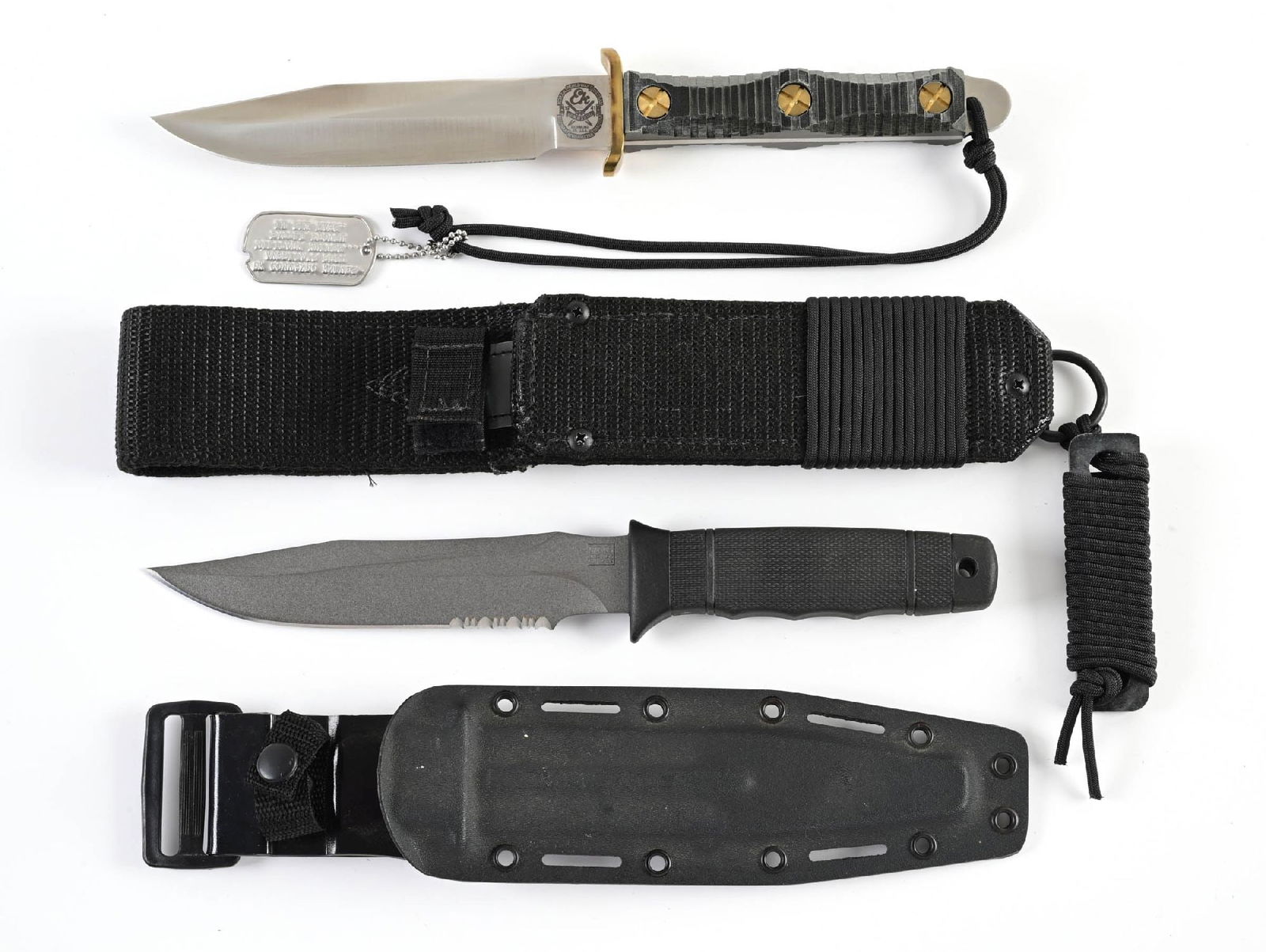 LOT OF 2: JOHN EK COMMANDO KNIFE AND SOG FIGHTING KNIFE. (1 of 2)