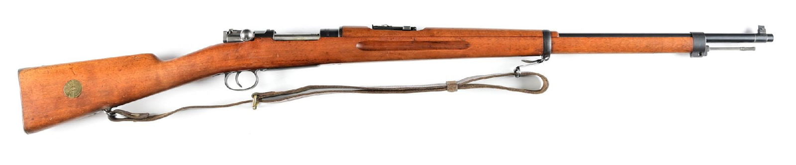 (C) CARL GUSTAFS SWEEDISH M96 MAUSER BOLT ACTION RIFLE.: 1911 dated receiver crest. Blue finish. CONDITION: Extremely fine with rifle retaining over 97% barrel and receiver finish. Barrel bands and trigger guard have some faded finish. Bore is brilliant bri