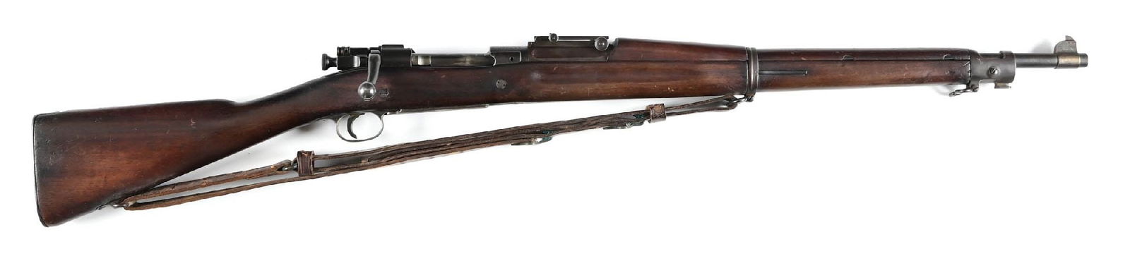 (C) EARLY SPRINGFIELD MODEL 1903 .30-06 BOLT ACTION RIFLE (1918).: The frame dates this rifle to 1918. The Springfield barrel is dated 6-09 and has the arsenal overhaul "A" used through the 1920s. Checkered 2700 yard rear sight with dished knobs. The magazine cut off