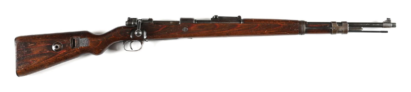 (C) DANZIG K98 CONVERSION OF A GEWEHR 98 8MM MAUSER BOLT ACTION RIFLE.: Originally built in 1917 as a Gewehr 98 for World War I, this example was updated into the new K98 pattern circa the 1930s. This example retains its arsenal proofs without added waffenamts, possibly i
