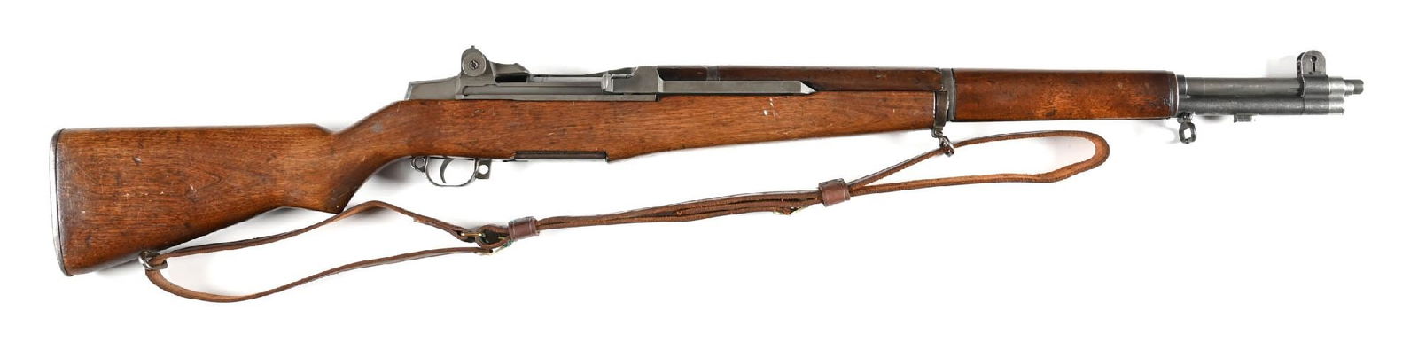 (C) SPRINGFIELD ARMORY M1 GARAND SEMI-AUTOMATIC RIFLE.: Circa 1952-54 Korean War production. Springfield barrel dated "12 53". Post-War configuration with parkerized finish, protected blade front sight, "BME" marked aperture rear, and walnut stocks. Import