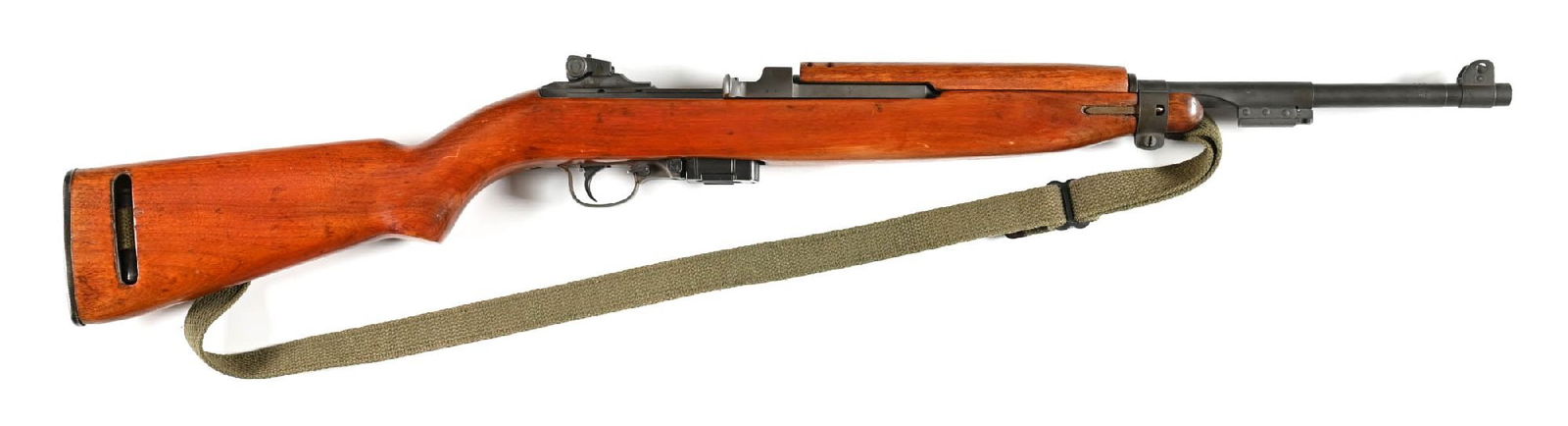 (C) ROCK-OLA M1 CARBINE .30 CARBINE SEMI-AUTOMATIC RIFLE: Manufactured in the second block of Rock-Ola production, circa November 1943 to March 1944. Parkerized finish. Inland barrel dated "4-44" with machined front sight "PI" adjustable rear. Small parts in