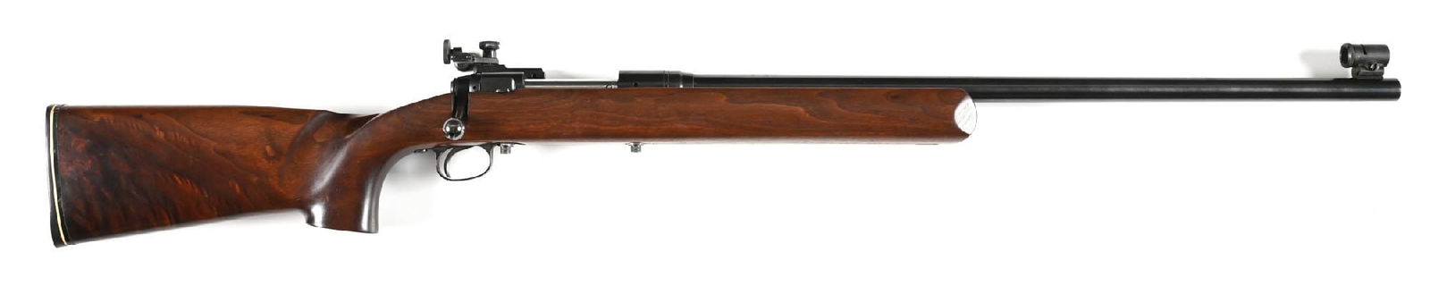 (C) SAVAGE/C.I.L. 950T SINGLE SHOT BOLT ACTION TARGET RIFLE MADE FOR THE D.C.R.A..: The frame is stamped with the Montreal CIL legend. It is also marked "MADE IN USA". It is blued and sports a globe front sight and a Redfield Olympic type receiver sight. The plain walnut target style
