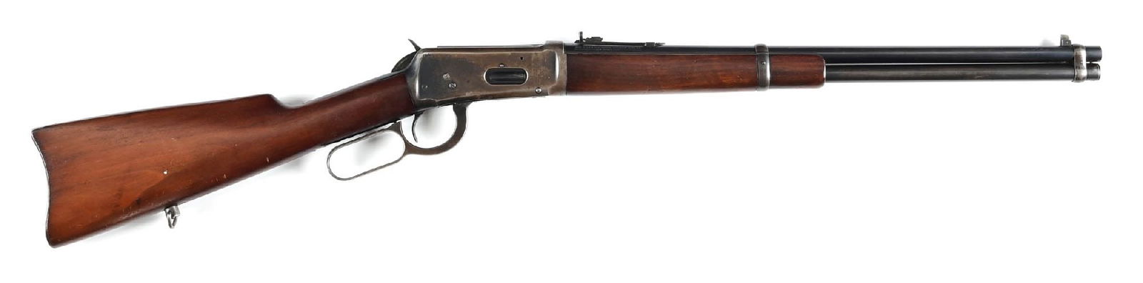 (C) PRE WAR WINCHESTER MODEL 94 LEVER ACTION CARBINE (1932).: Dates to 1932. This is still the old school classic eastern carbine with the blade on post front sight, semi buckhorn rear sight, dual barrel bands, steel carbine buttplate, blue finish, walnut stock,