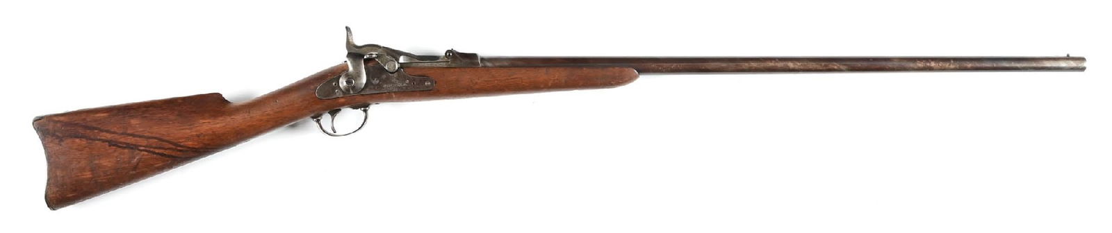 (A) SCARCE US SPRINGFIELD TRAPDOOR FORAGER SHOTGUN BUILT ON A CUSTER PERIOD FRAME.: Factory research shows this serial number was produced from April through June of 1874. It is documented that the 7th cavalry began receiving carbines produced within this 1874 serial range. This Fora