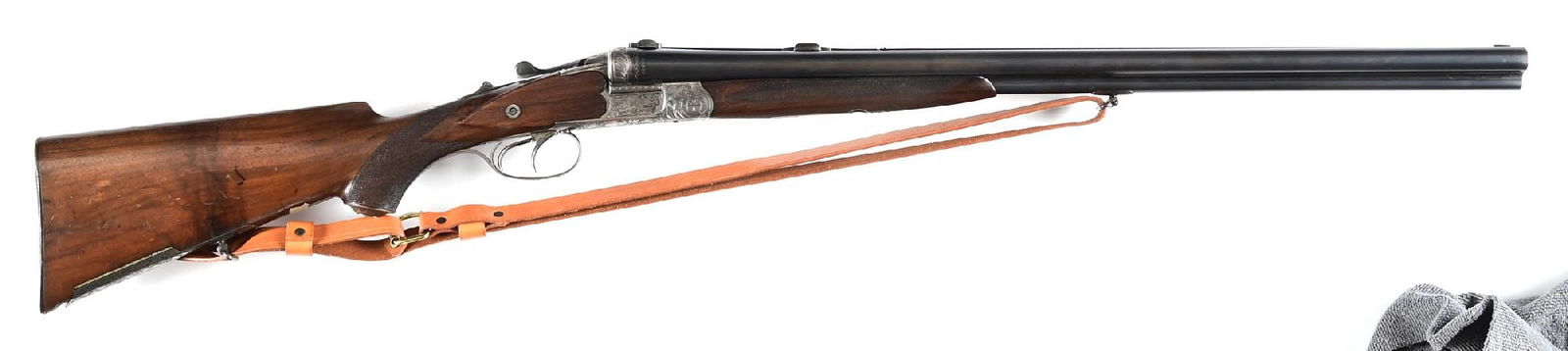 (C) PRE-WAR FACTORY ENGRAVED EDWARD KETTNER DRILLING IN 16 GA.OVER 9.3X72.: Features the hand cut engraved frame with game animals on both sides. The base of frame, stock bullet trap, trigger guard, and forearm release lever are all nicely floral engraved. Dual triggers, inte