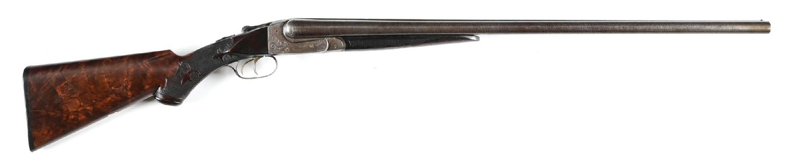 (C) ITHACA GRADE 4 MINIER 12 GAUGE SIDE BY SIDE SHOTGUN. (1 of 2)