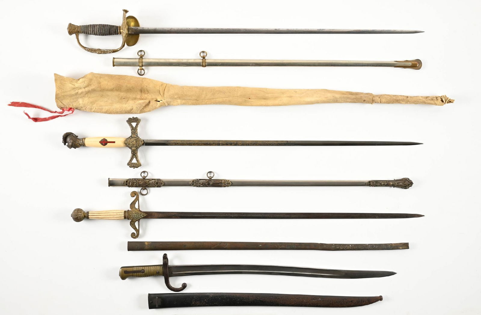 LOT OF 4: SWORDS OF CAPTAIN JOHN DENITHORNE INCLUDING PRESENTATION M1872 STAFF & FIELD OFFICER'S (1 of 1)