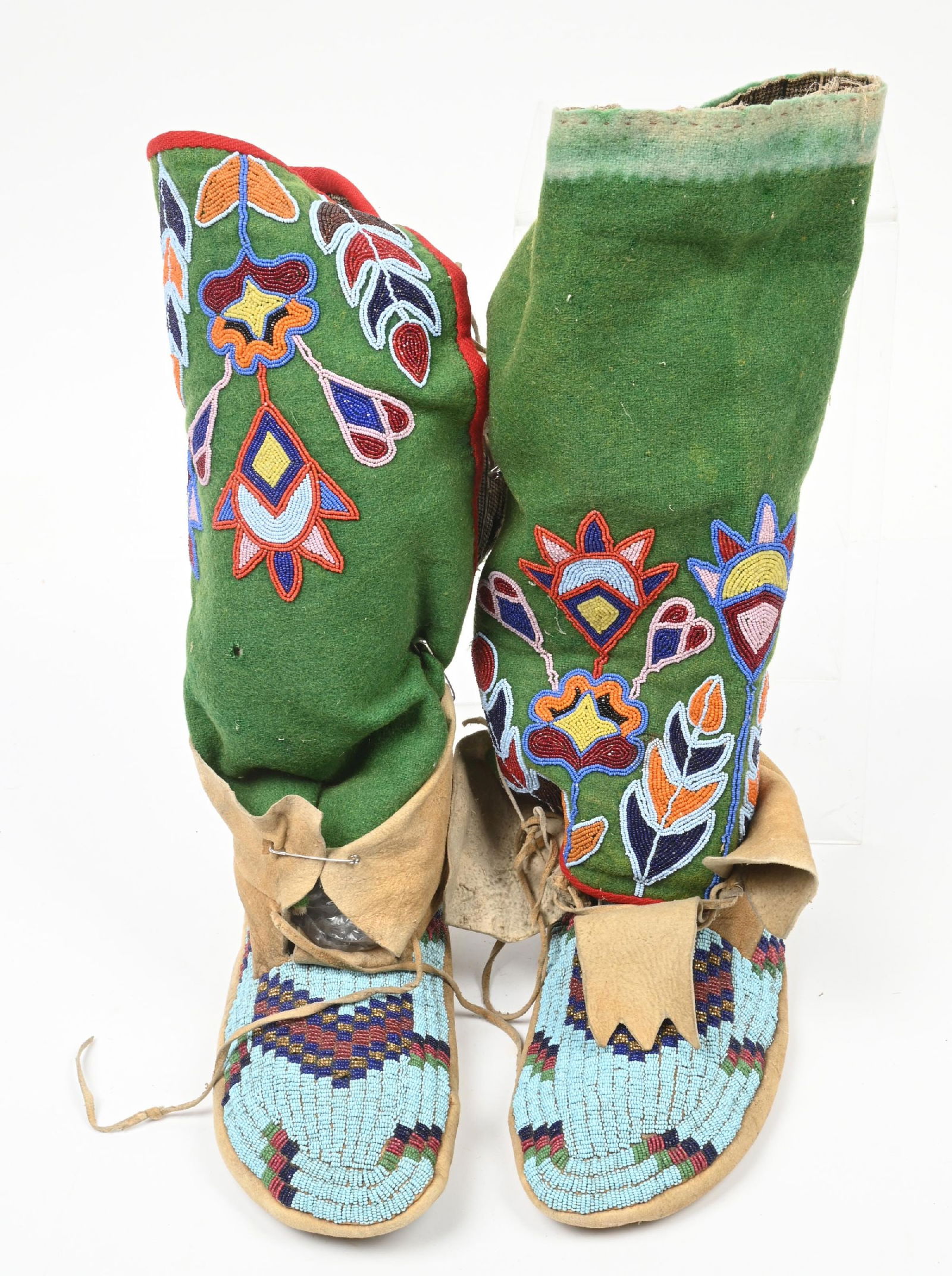 PLAINS MOCCASINS WITH CREE BEADED LEGGINGS (1 of 2)