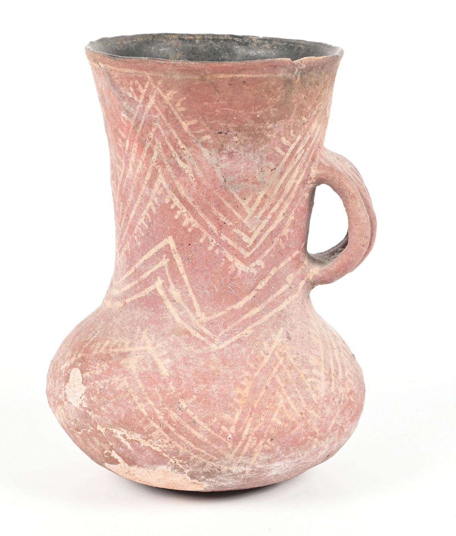 POTTERY MUG: Contemporary replica. Dimensions: 5 - 1/4" D. x 7 - 1/2" T.