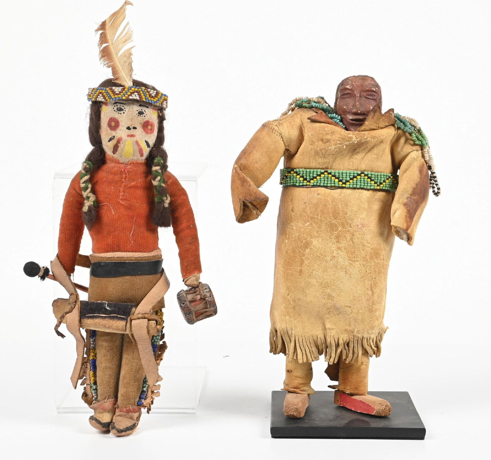LOT OF 2: NATIVE AMERICAN DOLLS: LOT OF 2: NATIVE AMERICAN DOLLS Dimensions: Largest: 9 - 3/4" T.