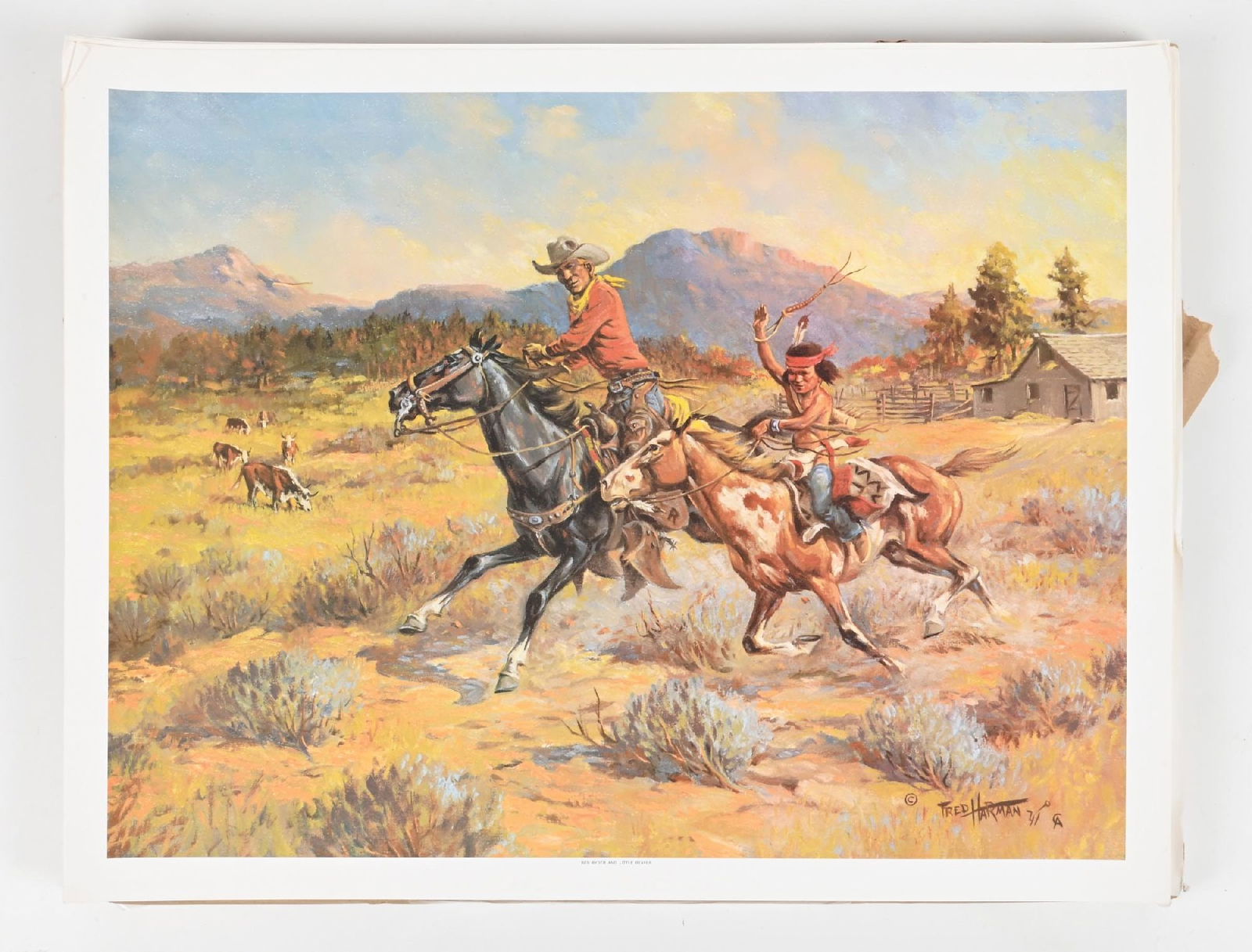 LOT OF APPROXIMATELY 100 “RED RYDER & LITTLE BEAVER” BY FRED HARMAN PRINTS: Provenance: Estate of N. Harman. Dimensions: Each: 26" x 20".