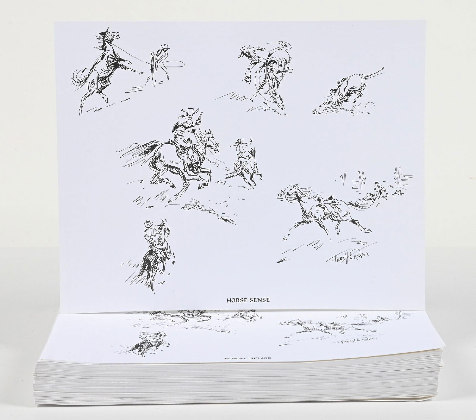 LOT OF APPROXIMATELY 100 “HORSE SENSE” BY FRED HARMAN PRINTS: Provenance: Estate of N. Harman. Dimensions: Each: 12" x 9 - 1/2".