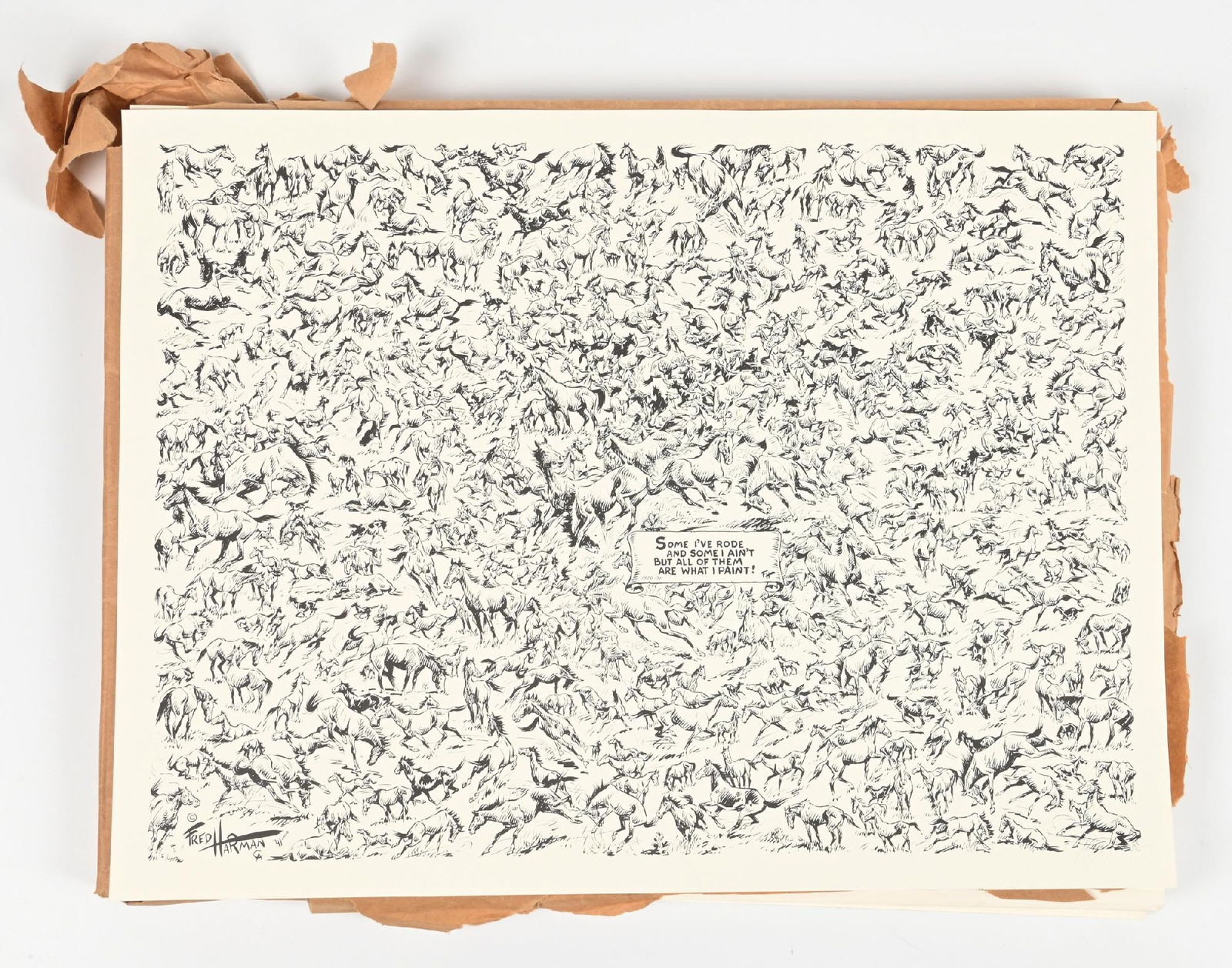 LOT OF APPROXIMATELY 100 “HORSES” BY FRED HARMAN PRINTS: Provenance: Estate of N. Harman. Dimensions: Each: 24" x 18".