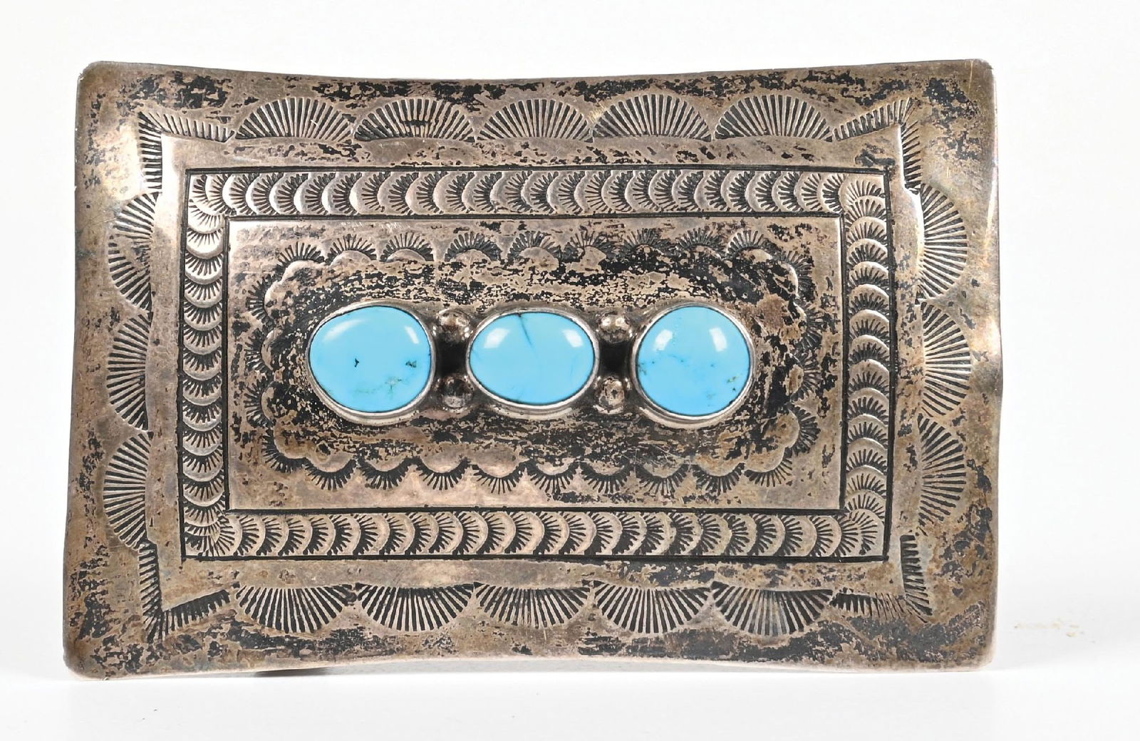 NAVAJO (DINÉ) SILVER & TURQUOISE BELT BUCKLE (1 of 2)