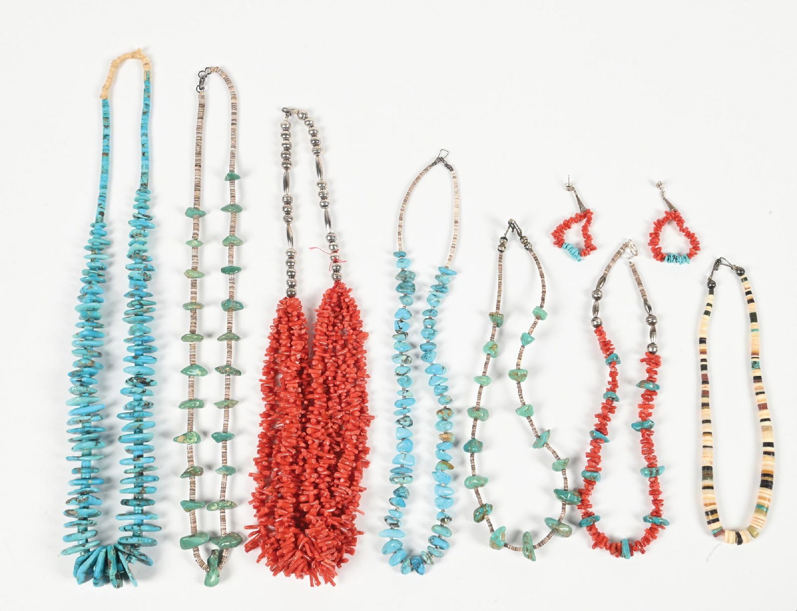 LOT OF 7: TURQOUISE, CORAL & HEISHEI NECKLACES (1 of 1)