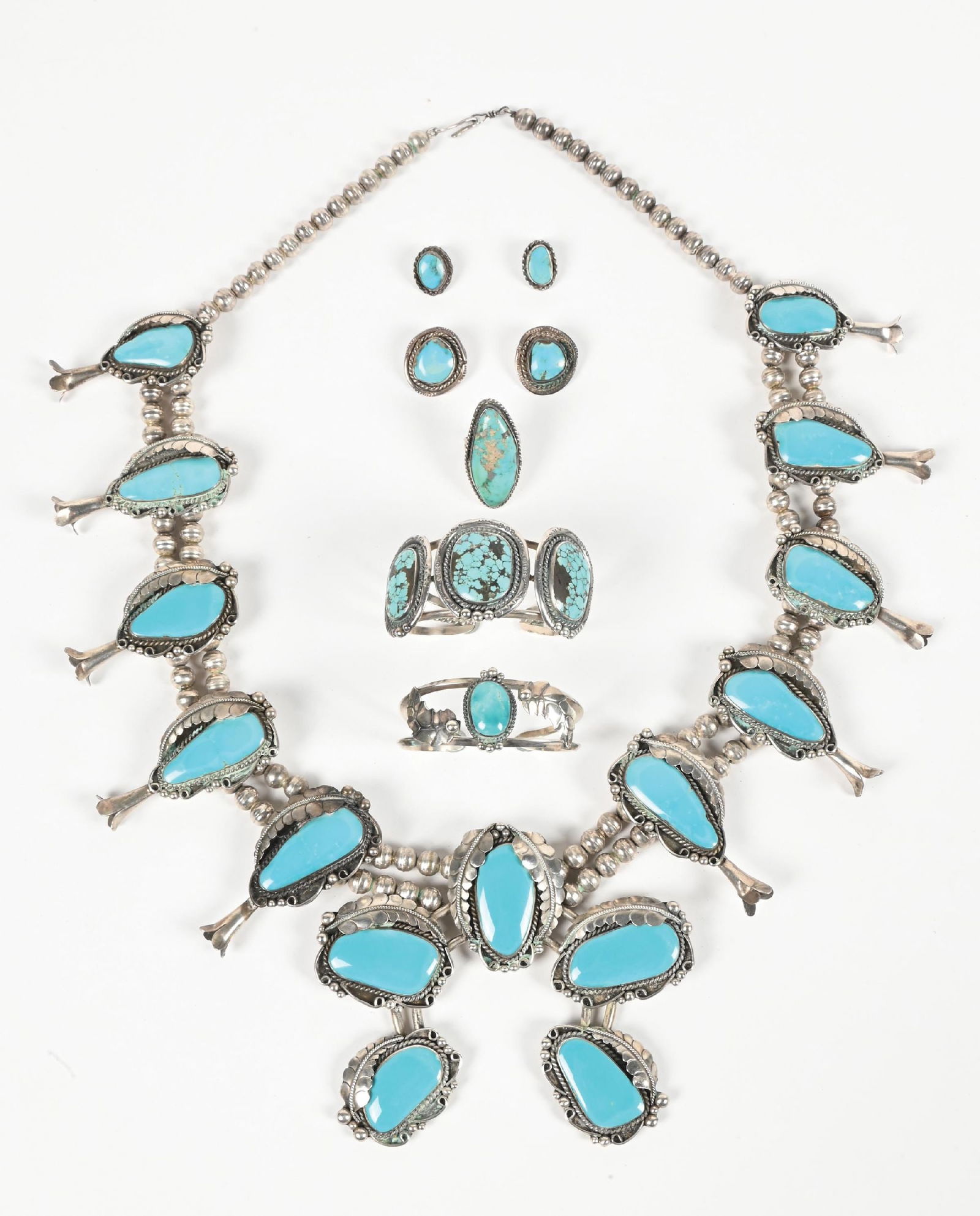 LOT OF 8: TURQUOISE & SILVER JEWELRY (1 of 2)