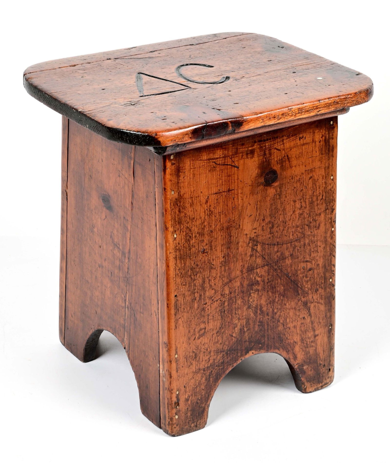 WOODEN BRANDED STOOL (1 of 1)